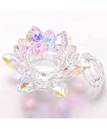 Kapmore Portable Creative Glassware Nail Lotus Dish Shaped Crystal with Lid Bowl Glass Powder Nail Cup - Buy Online on GoSupps.com