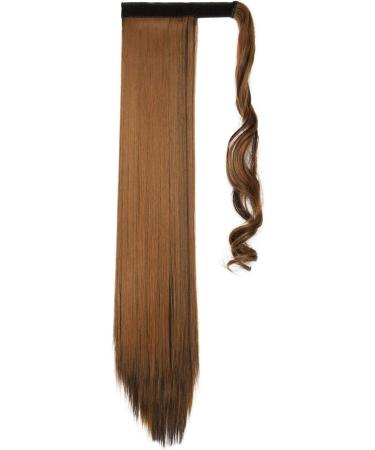 Ponytail Extension Wrap Around Long Straight Curly Clip in Ponytail Hair Extensions for Women Brown Black Blonde Hairpiece 23"-Straight Dark Brown & Sandy Blonde - Buy Online on GoSupps.com