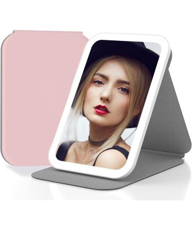 EFAILY Lighted Makeup Mirror - 3 Colors, Dimmable Touch Screen, USB Rechargeable - Pink - Buy Online on GoSupps.com
