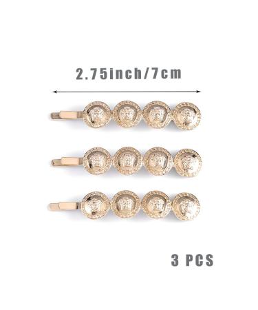 Kakaco Vintage Coin Bobby Hair Clips (Pack of 3) - Gold Hair Accessories for Women and Girls - Buy Online on GoSupps.com