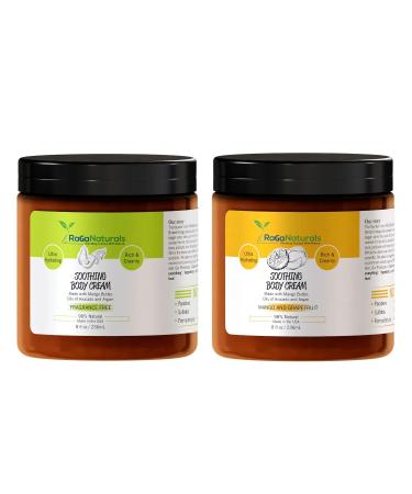 Fragrance Free and Tropical Bliss Face and Body Cream All Natural Ultra Rich Body Butter Cream for Women Men and Kids - 8fl oz