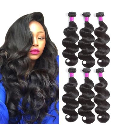 Flady Brazilian Body Wave Bundles Human Hair 14 16 18inch 10A Human Hair Weave Bundles Body Wave Hair Extension Real Human Hair Natural Color 14/16/18 Inch