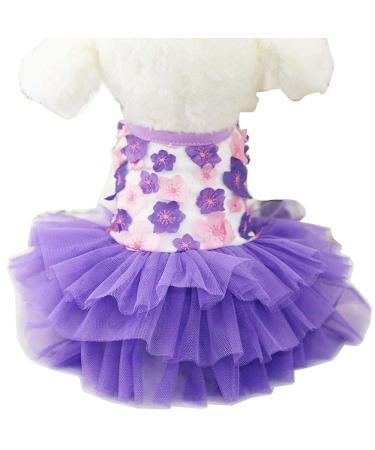 Yekeyi spring-summer princess dress for rabbits dogs cats cute rabbit decor tutu dress rock pet costumes M violet (flower)