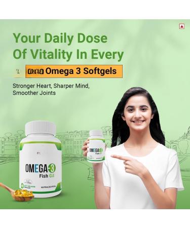 Omega 3 Fish Oil (1000 mg Omega 3 with 180 mg EPA & 120 mg DHA) (60 Softgels) - Buy Online on GoSupps.com