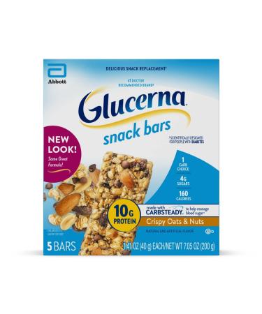 Glucerna Snack Bars, to Help Manage Blood Sugar, Diabetes Snack Replacement, Crispy Oats & Nuts, 1.41-Oz bar, 20 Count Cripy Oats and Nuts