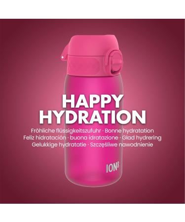 Ion8 Kids Water Bottle 350ml - Leak Proof, BPA Free, Pink, Carbon Neutral - Buy Online on GoSupps.com