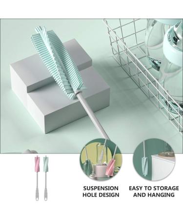 Toyvian Silicone Bottle Brush Set - 2pcs 360 Rotating Baby Bottle Cleaners | Pink & Green Nipple & Pacifier Cleaning Brushes - Buy Online on GoSupps.com