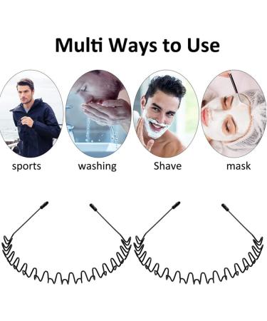 2pack Metal Hair Bands for Men Women's Headbands Unisex Black Wavy Spring Sports Headband for Men's Hair Band Hoop Clips Women Accessories Simple Elastic Non Slip Wide Headwear - Buy Online on GoSupps.com