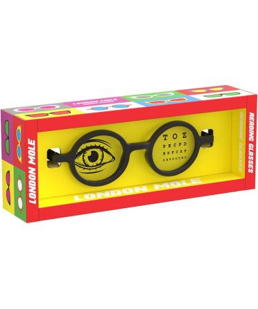 LONDON MOLE Round Reading Glasses 3.0x | Stylish Men's Women's Unisex Readers | Matt Black Frames with Spring Hinges - Buy Online on GoSupps.com