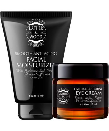Lather & Wood 'Fight Aging" Moisturizer and Eye Cream for Men Bundle