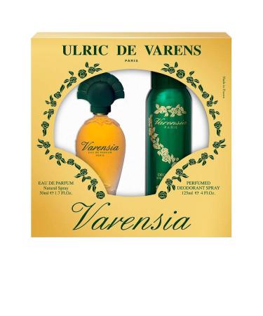 Ulric De Varens VARENSIA - Eau De Parfum for Women 2pcs Set- Earthy Fruity Floral Scent - Notes of Lotus Flower Clove Raspberry & Vanilla- Fruity & Floral- 1.7 Fl Oz + 4 Fl Oz Deodorant Spray Floral Fruity Chypre 2.85 Fl Oz (Pack of 2)