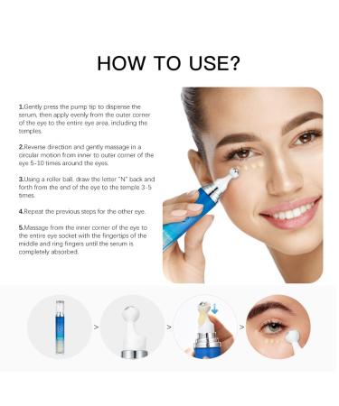 Eye Serum with Roller Ball - 15 ML Anti-Aging Eye Cream for Dark Circles Puffiness & Wrinkles - Buy Online on GoSupps.com