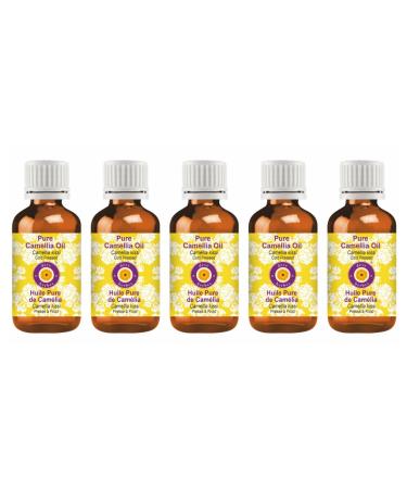Deve Herbes Pure Camellia Oil (Camellia kissi) Cold Pressed 100ml X 5 (16.9 Oz) 3.38 Fl Oz (Pack of 5)