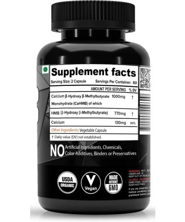 HMB 1000MG Capsules (Beta-Hydroxy Beta-Methylbutyrate) - Pure HMB (120 Capsules) - Buy Online on GoSupps.com