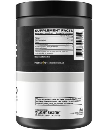 Jacked Factory Creatine + Peptides - Creatine Monohydrate and PeptiStrong Peptides for Muscle Growth and Reduced Muscle Breakdown - Unflavored - 50 Servings - Buy Online on GoSupps.com