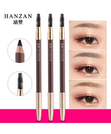Hanzan Double Eyebrow Pencil Waterproof - 5 Colors (#01 BLACK) | Three Dimensional Natural Look | Buy Internationally - Buy Online on GoSupps.com