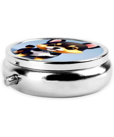 Card Love Fancy Puppy Round Pill Box Organizer 3 Compartment Travel Pill Box for Easy International Shipping - Buy Online on GoSupps.com