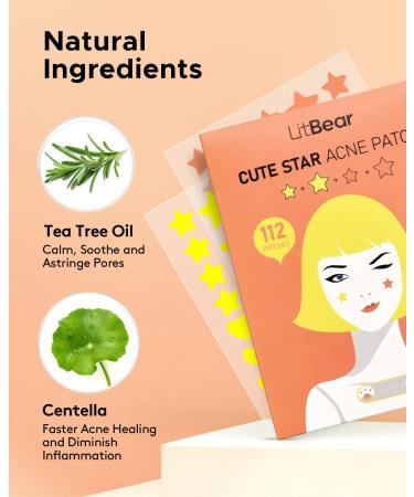 LitBear Acne Patch - Hydrocolloid Star Shaped Pimple Absorbing Cover (Orange & Yellow) 112 Count - Buy Online on GoSupps.com