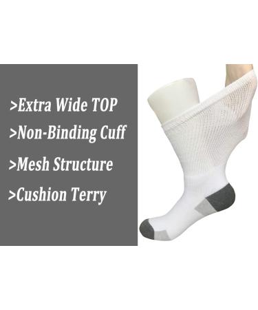 Women's Diabetic Crew Socks - Non-Binding, Full Cushioned, Moisture Wicking - 3 Pairs, Size 9-11, White/Grey - Ideal for Diabetes & Neuropathy - Buy Online on GoSupps.com