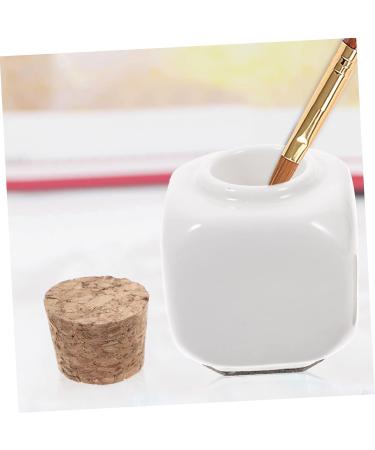 Mikinona Manicure Dishes Refillable Empty Bottle Ceramics Bottle Pill Container Bottle Cosmetic Bottle with Lid Manicue Cups Powder Bottle Jar Nail Cup Nail Art Ceramic Cup Bamboo White - Buy Online on GoSupps.com