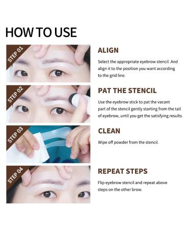 Dual-Color Eyebrow Stamp Stencil Kit | 10 Reusable Stencils Waterproof Powder - Natural & Dark Brown - Buy Online on GoSupps.com
