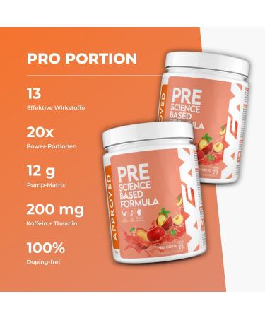 WFN Approved Pre-Workout Booster - Peach Iced Tea - 500g - High-Dose Formula with Citrulline Arginine & Caffeine - 20 Portions - Lab-Tested in Germany - Buy Online on GoSupps.com