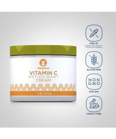 Piping Rock Vitamin C Cream 4oz - Dark Spot Masker for Face Skin & Eyes | Paraben-Free SLS-Free Fragrance-Free - International Shipping - Buy Online on GoSupps.com