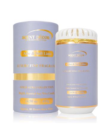Aloe & Soft Lime Aromatherapy Candle Decorative Candles for Home Scented Candles for Women Highly Scented Candles Gifts for Women Candle Decor Decorations 14.5 oz. 80 Hours Burn time