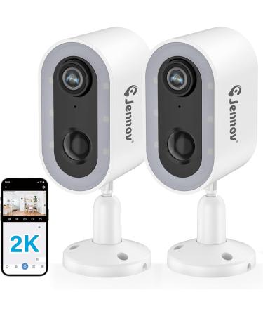 Jennov 2K Wireless Outdoor & Indoor Camera Wi-Fi Battery Powered Camera with AI Smart Color Night Vision - Pack Of 2