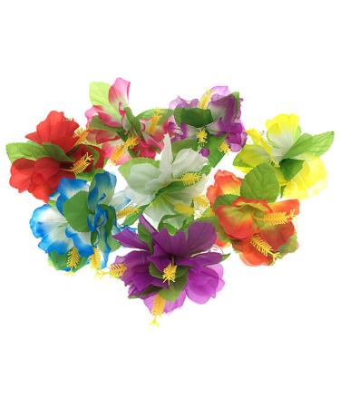 Hawaiian Hibiscus Flower Hair Clips - Set of 8 Fabric Artificial Tropical Barrettes for Luau Beach Party - Buy Online on GoSupps.com