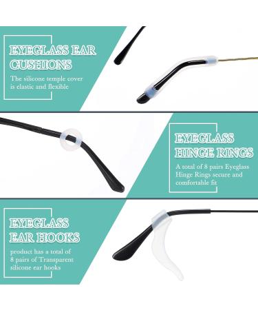 50 Pcs Eyeglasses Retainers Set with Nose Pads, Ear Grips, Hooks, and Temple Tips for Repair - Transparent - Buy Online on GoSupps.com