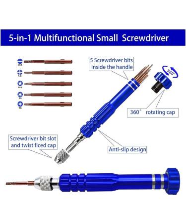 Dewedrt 5 in 1 Mini Screwdriver Glasses Screwdriver Magnetic Screwdriver Set for Watches Blue - Buy Online on GoSupps.com