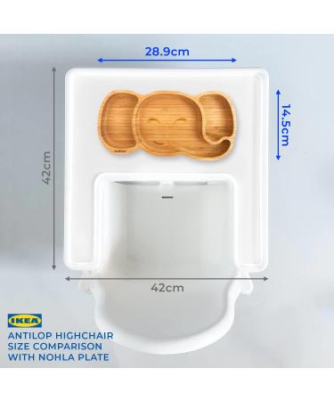 Nohla - Ezra The Elephant Bamboo Baby Weaning Plate | Spill-Proof Suction Base | 6+ Months | 100% Bamboo & FDA Silicone | BPA-Free | Grey - Buy Online on GoSupps.com