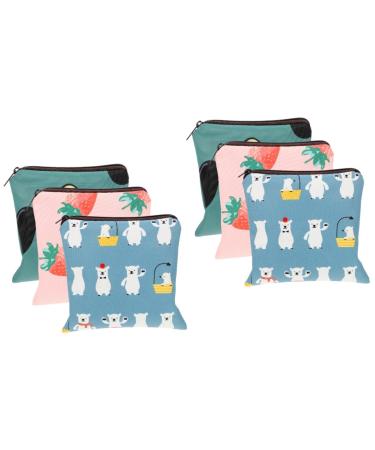 Healifty 6 Pcs Napkin Storage Bag Lipstick Holder Shaving Bag Mini Wallet Childrens Coin Purse Reusable Period Pouch Women Accessory Reusable Tampon Holder Student Organizer Button Assorted Colorx2pcs 13X13CMx2pcs