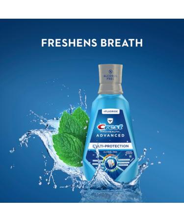 Crest Pro-Health Advanced Mouthwash Alcohol Free Multi-Protection Fresh Mint 1 L (33.8 fl oz) Pack of 2 Blue - Buy Online on GoSupps.com