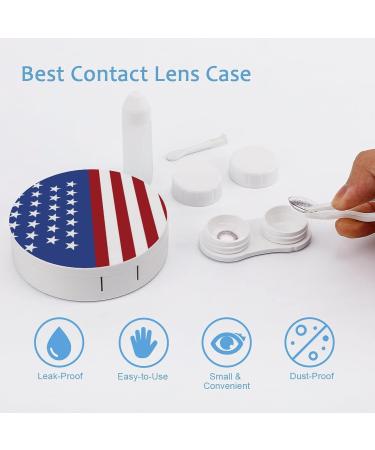 America Flag Round Case For Contact Lens Kit Storage Box with Mirror Printed - Buy Online on GoSupps.com