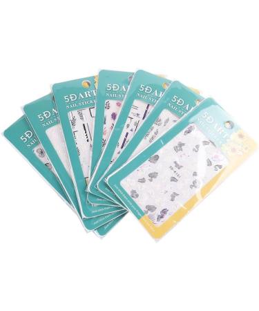 Nail Decorations French Design Acrylic Sliders Decals Black White 5D Engraved Embossed Nail Stickers Flower Leaves(5D-K133) - Buy Online on GoSupps.com