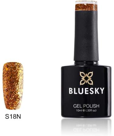 Bluesky Gel Nail Polish Gold Glitter S18N Long Lasting Chip Resistant 10 ml (Requires Drying Under UV LED Lamp) - Buy Online on GoSupps.com
