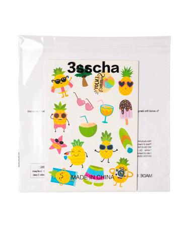 Summer Pineapple Temporary Tattoo for Kids - Flamingo Swim Ring Non-toxic Stickers - Waterproof Body Sticker Art for Beach Party - Boys & Girls - Buy Online on GoSupps.com