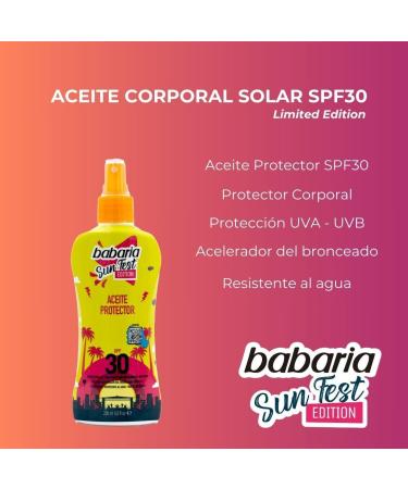 Berioska SL Babaria Sunscreen Oil LSF30 200 ml limited edition sun oil 30 sunscreen and tanning accelerator - Buy Online on GoSupps.com