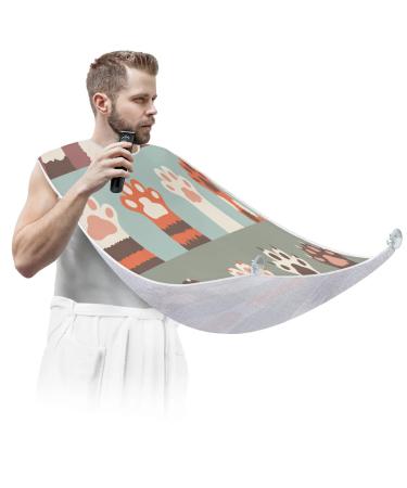 Beard Bib Apron Beard Bib Hair Catcher for Men Shaving and Trimming Non-Stick Waterproof Beard Cape Grooming Cloth Cats Paw
