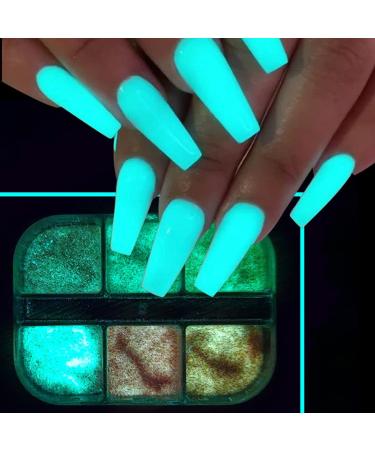 6 Colors Holographic Luminous Nail Powder Glitter Kit - 3D Sparkly Fluorescent Pigments for Acrylic Nails - Mermaid Shinning Glitters for Manicure Tips and Decorations - Buy Online on GoSupps.com
