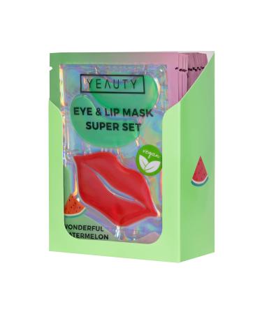Yeauty Super Set: Watermelon Eye & Lip Mask - Hydrating Facial Care with Hyaluron & Coconut Oil - Buy Online on GoSupps.com