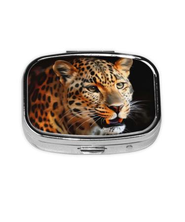Leopard Painting Printed Square Pill Box Portable Travelling Pill Box Medicine Organiser
