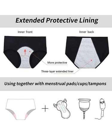 Anntry Big Girl's Protective Cotton Menstrual Period Panties - Leakproof Briefs for Teens & Women (Size L, Pack of 5) - Must Use with Pad or Tampon - Buy Online on GoSupps.com