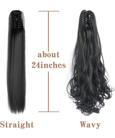 Ponytail Extensions 24inch Synthetic Claw Clip On Straight Ponytail Hair Extension Ponytail Extension Hair for Women Pony Tail Hair Hairpiece for Women(Color:60-01) - Buy Online on GoSupps.com