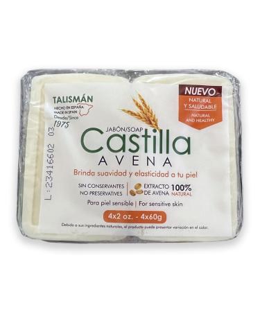 TALISM N Castilla Oatmeal Soap - 100% Natural Preservative-Free for Sensitive Skin | Softness & Elasticity - 2 oz Bars - 4-Pack - International Shipping Available - Buy Online on GoSupps.com