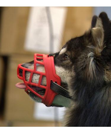 Barkless Muzzle for Dogs - Soft Silicone Basket Bite & Bark Control Allows Drinking & Panting Size 6 (Snout 13 -15 ) - Red - Buy Online on GoSupps.com
