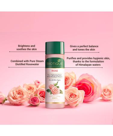Biotique Pure Rose Water Rejuvenating Mist For Face and Body Steam Distilled for all Skin Types Rose Toner 120ml - Buy Online on GoSupps.com