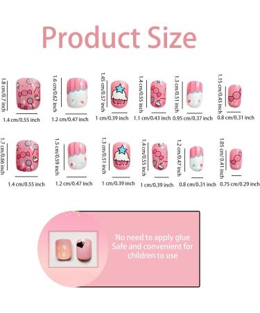 96 Pieces Kids Fake Nails with Nail Glue Pre-glue Full Cover Short False Nails Lovely Ready to Wear Press-On Gel Nails for Children girl (A) - Buy Online on GoSupps.com